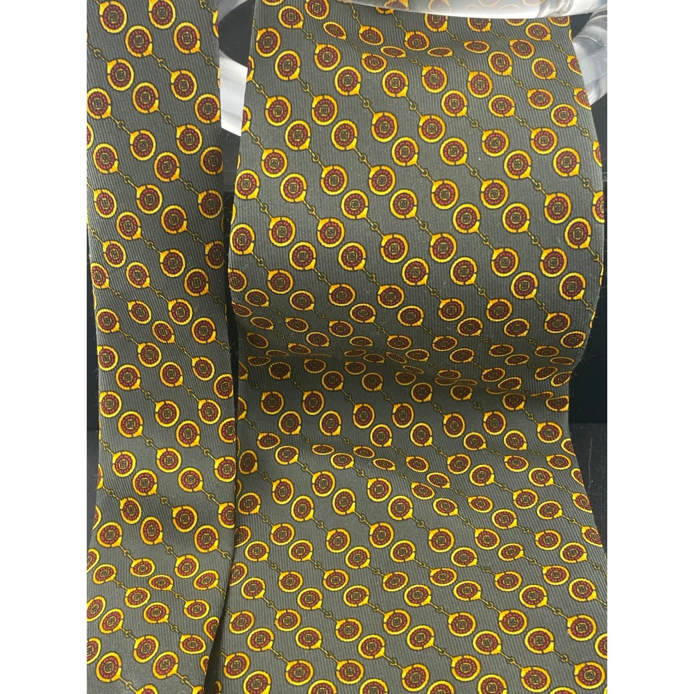Vintage‎ Valentino Cravatte Silk Tie Gray Horsebit Medallion Geometric Italy - Picture 4 of 10